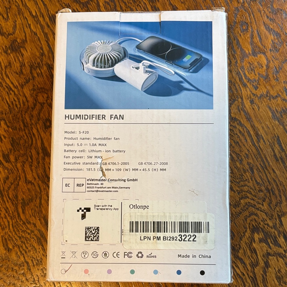 White Humidifier Fan - Picture 2 of 10